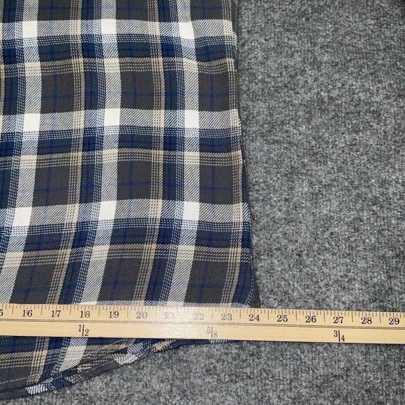 BLUE Sak Fifth Avenue Shirt  Mens size XL Blue Plaid Flannel Long Sleeves Pocket - Picture 7 of 10